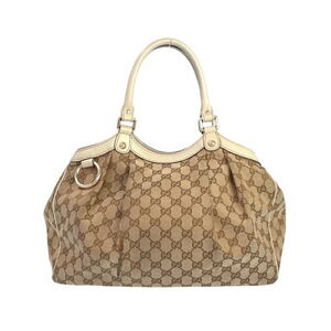 Gucci Sukey Tote bag GG monogram canvas leather trim White